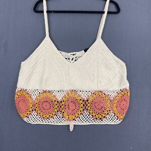 Boho Crotchet Cropped Tank Top Women’s Plus Size Sz 26 Ashley Stewart